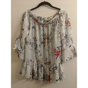 RNB Floral Long Sleeve Off The Shoulder Boho Sheer